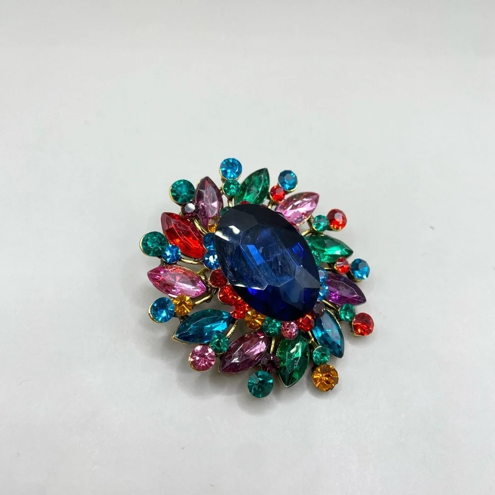 Colorful Vintage Rhinestone Statement Brooch